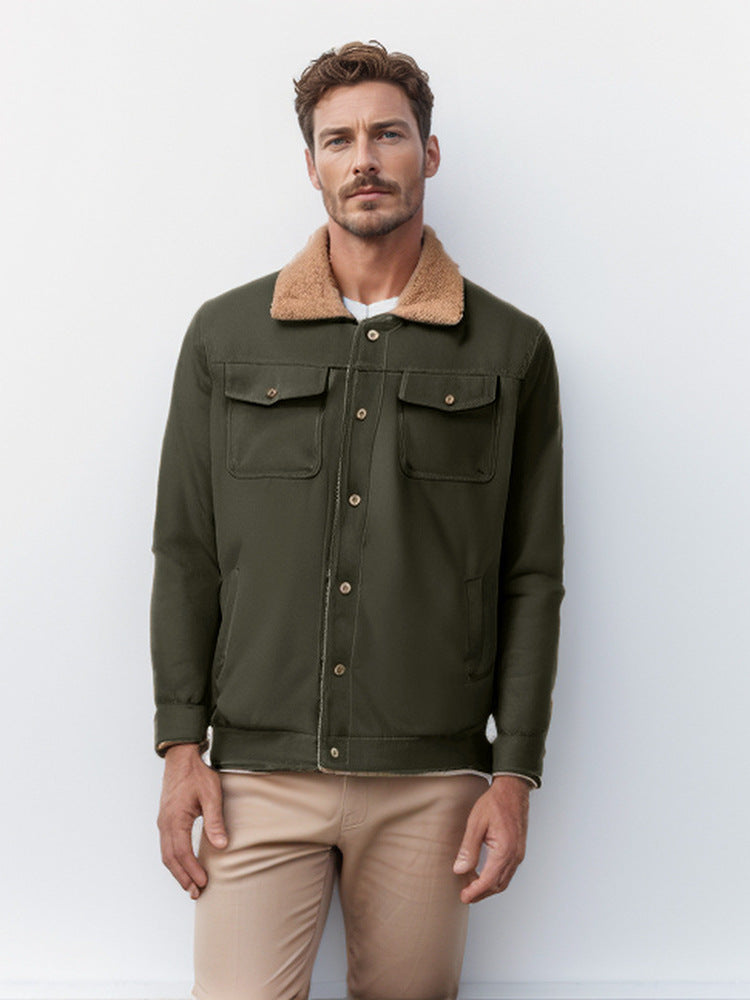 Men's Fleece-Lined Casual Workwear Jacket