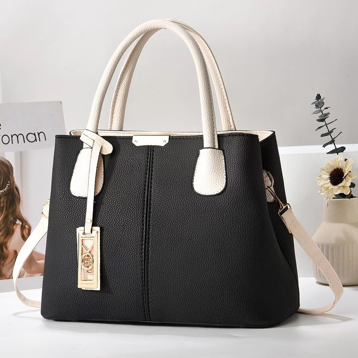 Simple PU Leather Women Shoulder Bag
