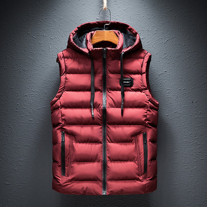 Men's Winter Padded Vest Slim Fit Hooded Jacket