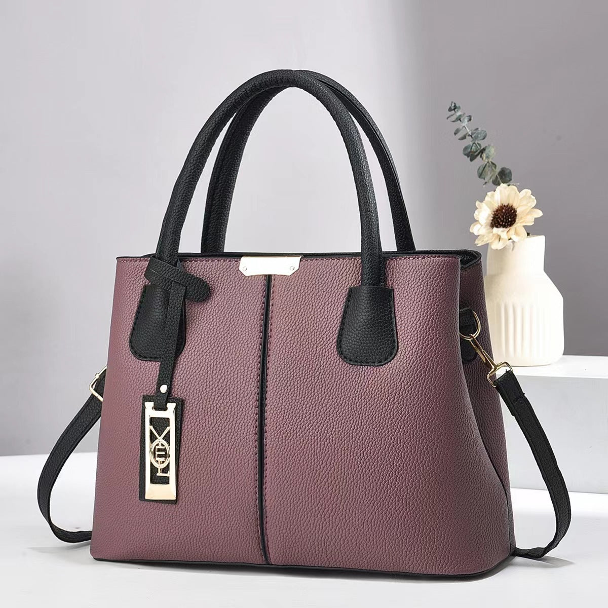 Simple PU Leather Women Shoulder Bag
