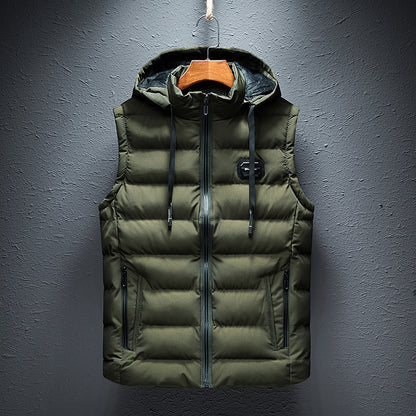 Men's Winter Padded Vest Slim Fit Hooded Jacket