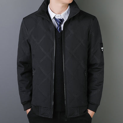 Men's Fleece-Lined Winter Jacket with Stand Collar