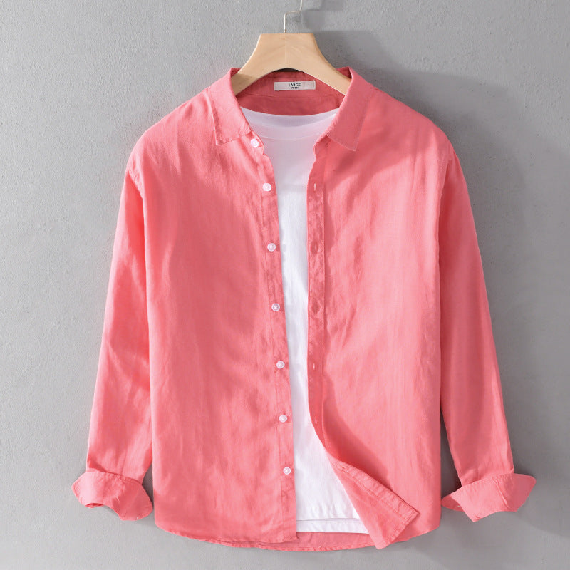 Cotton and linen long-sleeved shirt jacket