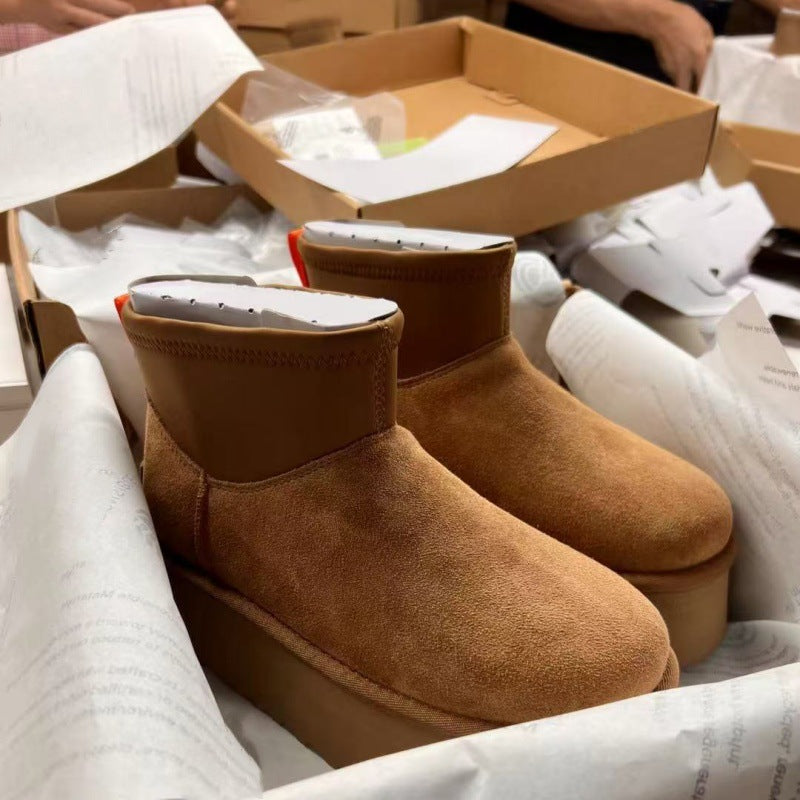 Thick-soled pencil elastic boots