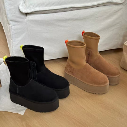 Thick-soled pencil elastic boots