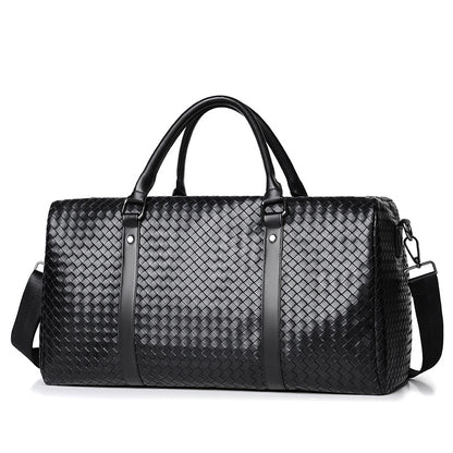 Large Capacity Plaid Woven Travel Shoulder Bag