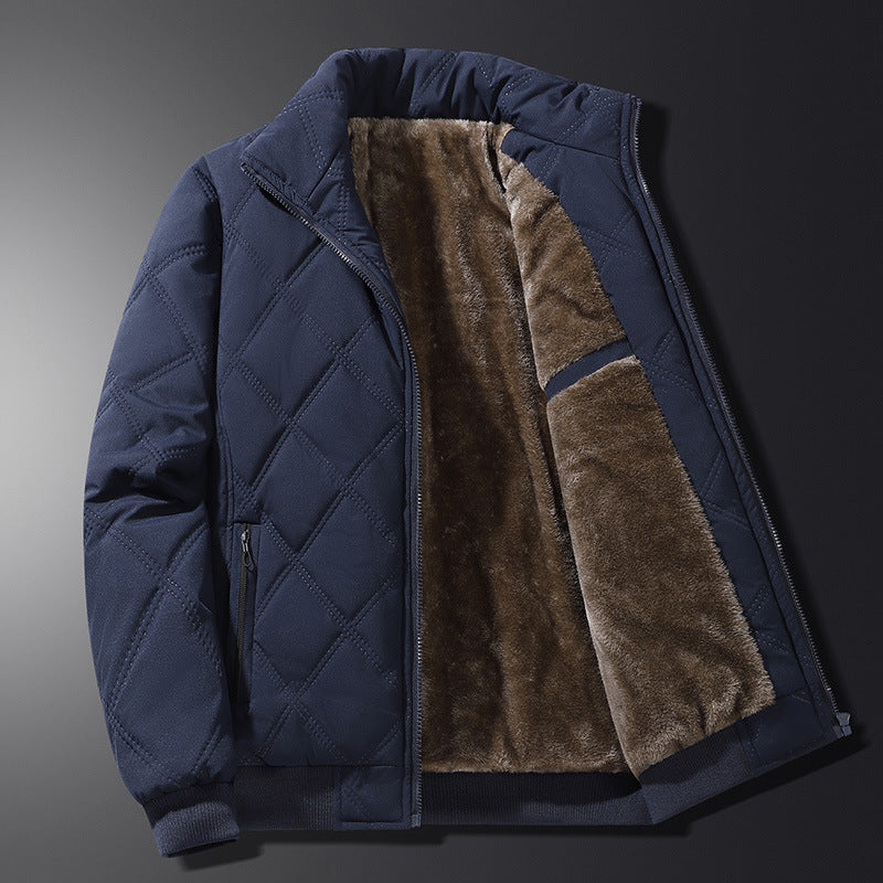 Men's Fleece-Lined Winter Jacket with Stand Collar