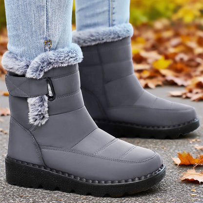 Women's Winter Fleece-Lined Snow Boots with Velcro Closure