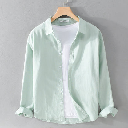 Cotton and linen long-sleeved shirt jacket