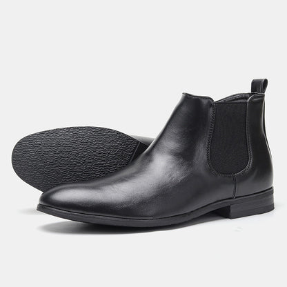 Classic Men's Chelsea Boots with Wooden Heel