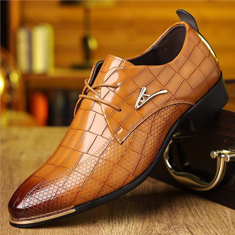 Men's Formal Leather Shoes Business Casual Lace-up Low-top