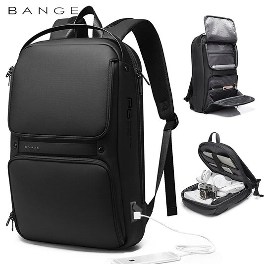 BANGE Men's USB Backpack Business Casual Laptop Bag