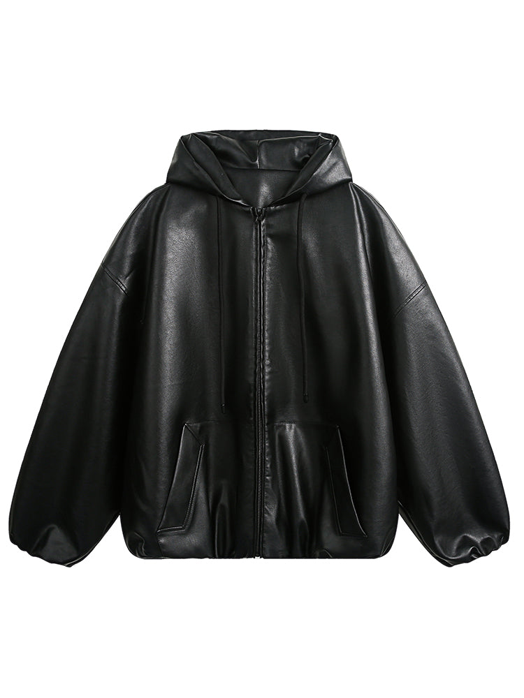 Men's Hooded Leather Jacket
