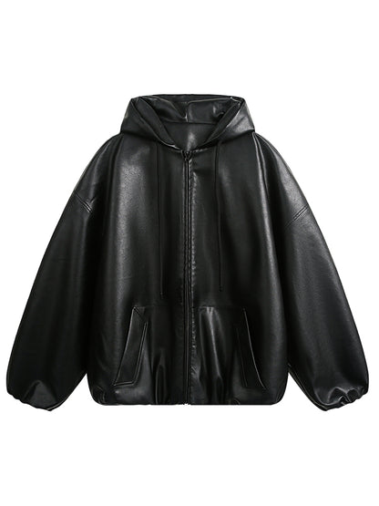 Men's Hooded Leather Jacket