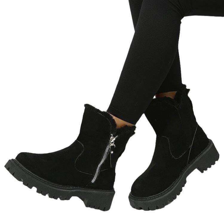 Women's Winter Snow Boots with Plush Lining and Side Zipper