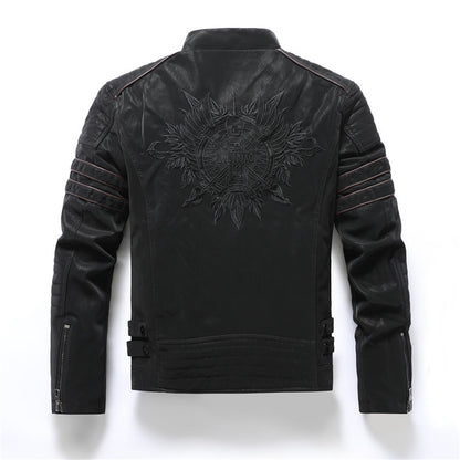 Men's Slim Fit Frosted PU Leather Jacket