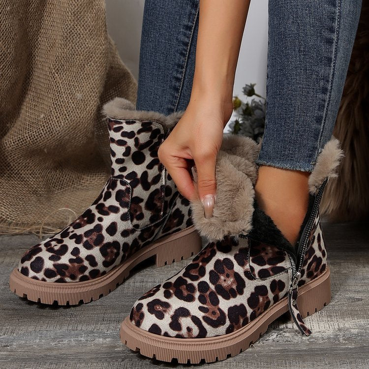 Women's Winter Snow Boots with Plush Lining and Side Zipper