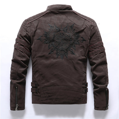 Men's Slim Fit Frosted PU Leather Jacket