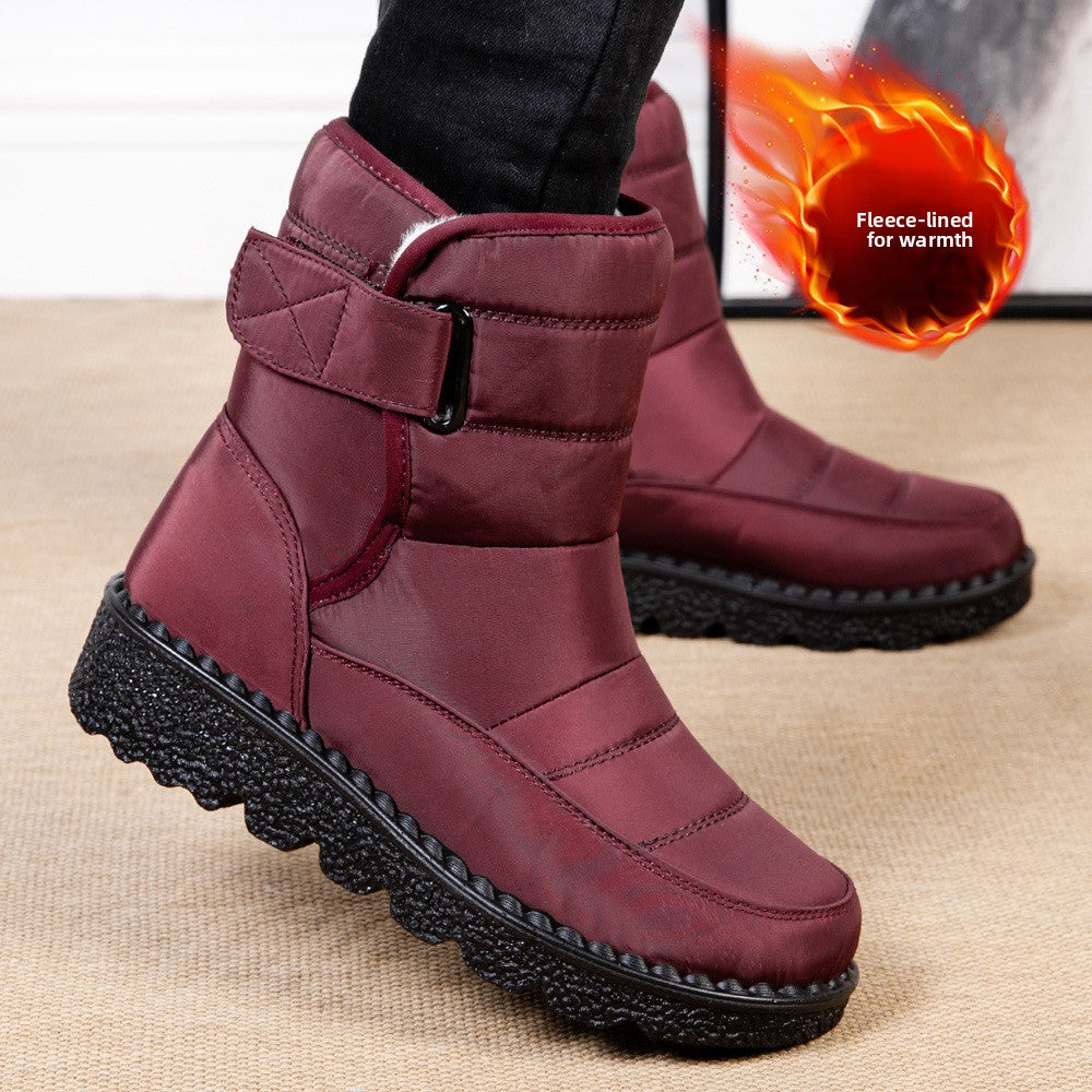 Women's Warm Waterproof Snow Boots with Velcro Closure