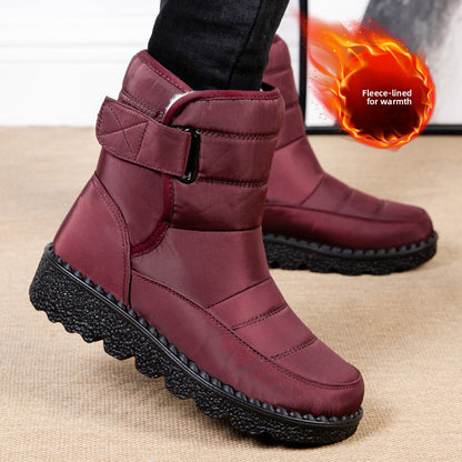 Women's Warm Waterproof Snow Boots with Velcro Closure