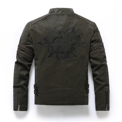 Men's Slim Fit Frosted PU Leather Jacket