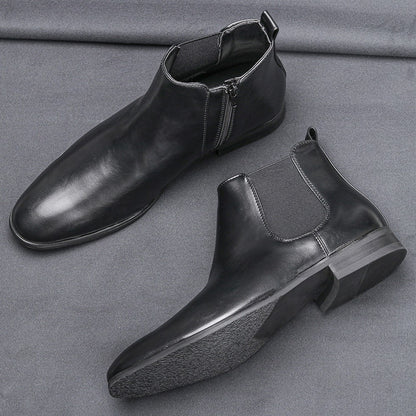 Classic Men's Chelsea Boots with Wooden Heel