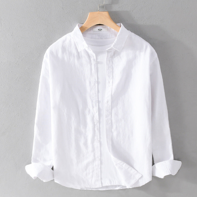 Cotton and linen long-sleeved shirt jacket