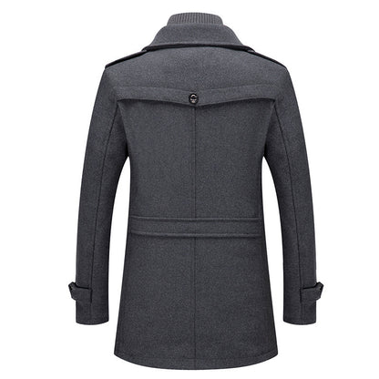 Men's Business Wool Coat Winter Double Collar Jacket