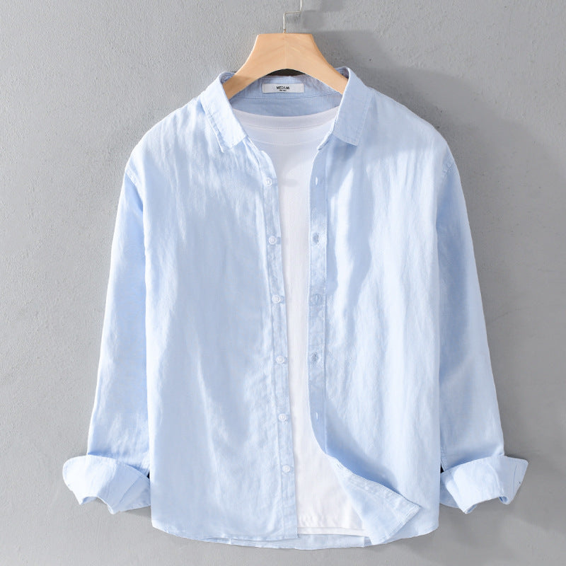 Cotton and linen long-sleeved shirt jacket