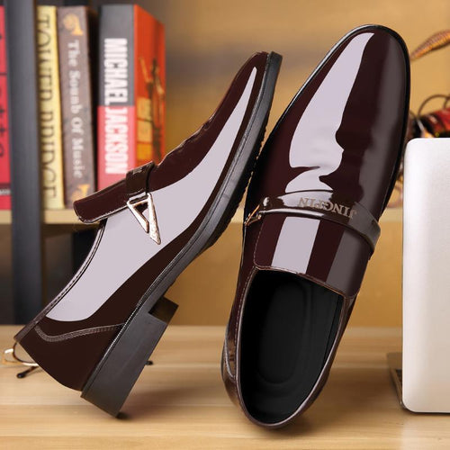 Men's Fashionable Glossy Leather Slip-On Shoes