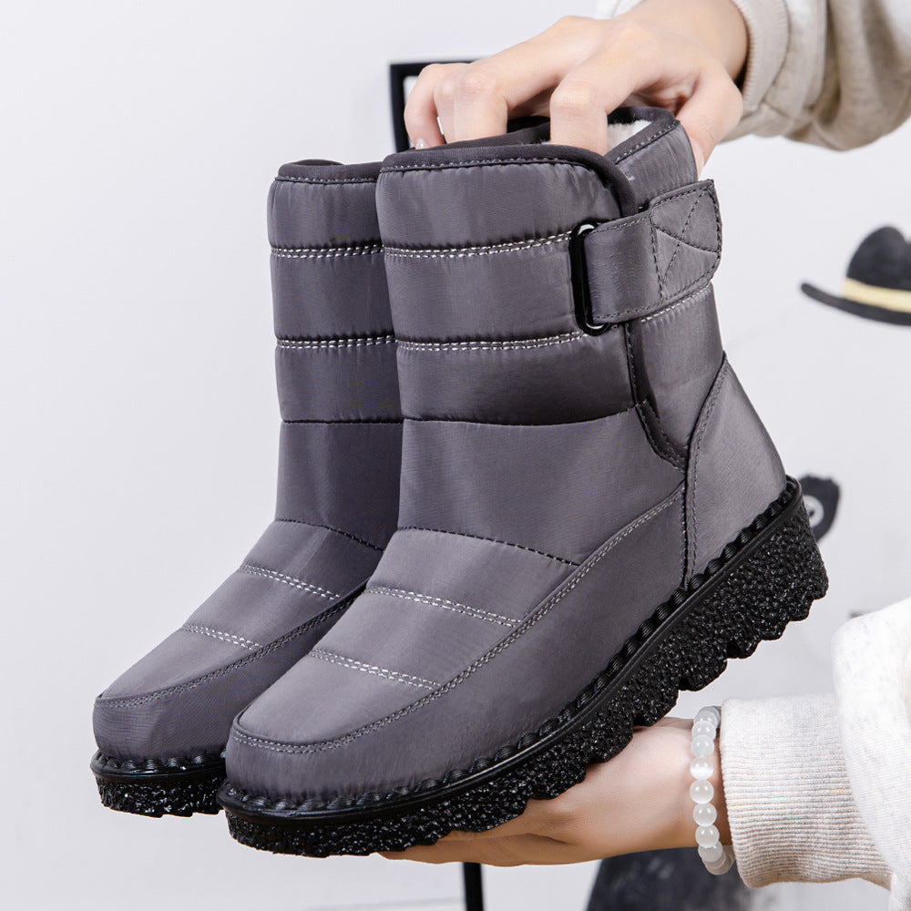 Women's Warm Waterproof Snow Boots with Velcro Closure