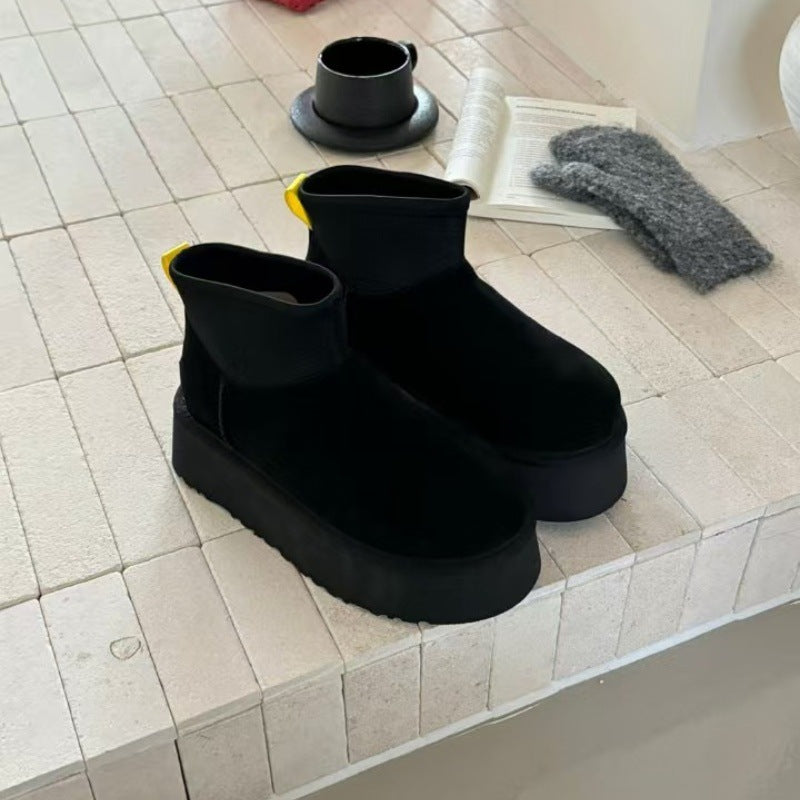 Thick-soled pencil elastic boots