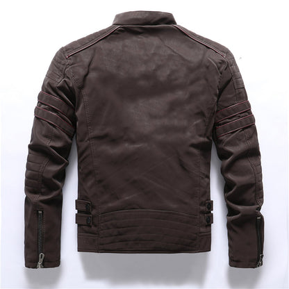 Men's Slim Fit Frosted PU Leather Jacket