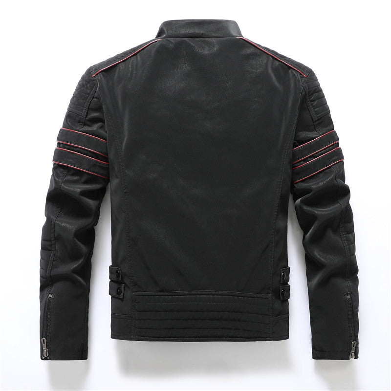 Men's Slim Fit Frosted PU Leather Jacket