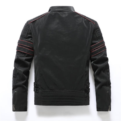 Men's Slim Fit Frosted PU Leather Jacket