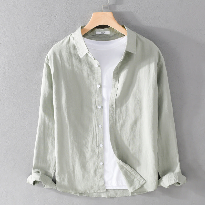 Cotton and linen long-sleeved shirt jacket
