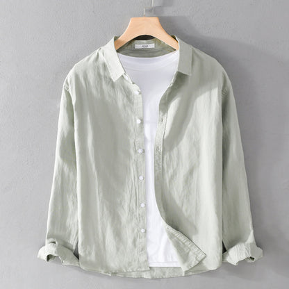 Cotton and linen long-sleeved shirt jacket