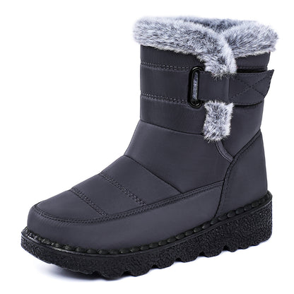 Women's Winter Fleece-Lined Snow Boots with Velcro Closure