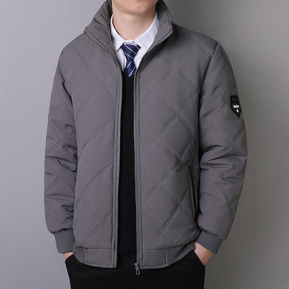 Men's Fleece-Lined Winter Jacket with Stand Collar