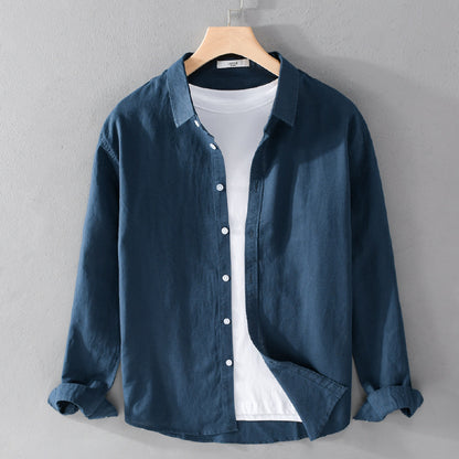 Cotton and linen long-sleeved shirt jacket