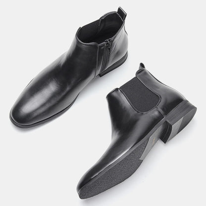 Classic Men's Chelsea Boots with Wooden Heel