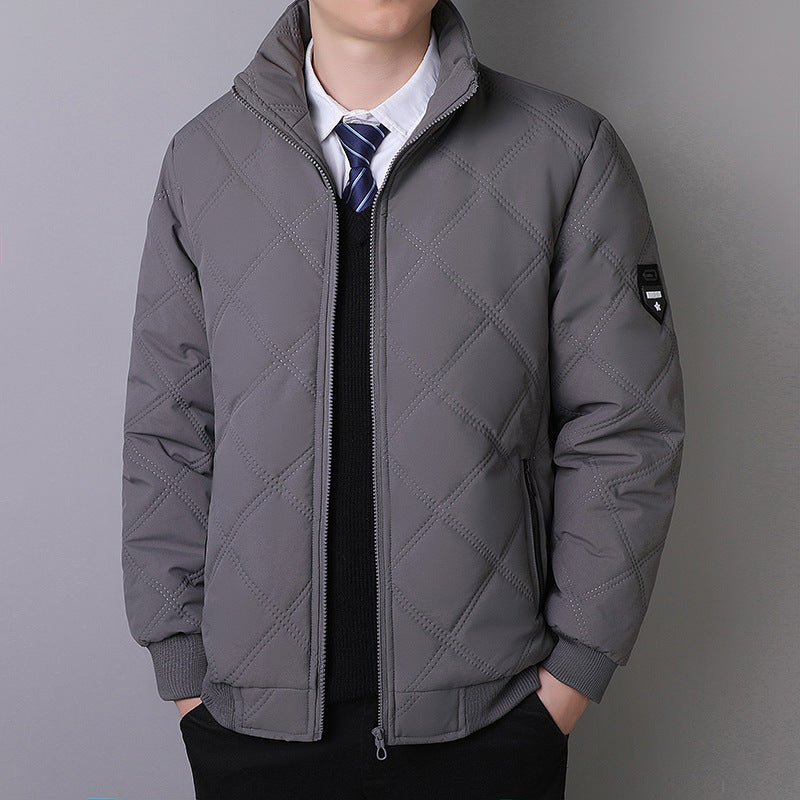 Men's Fleece-Lined Winter Jacket with Stand Collar