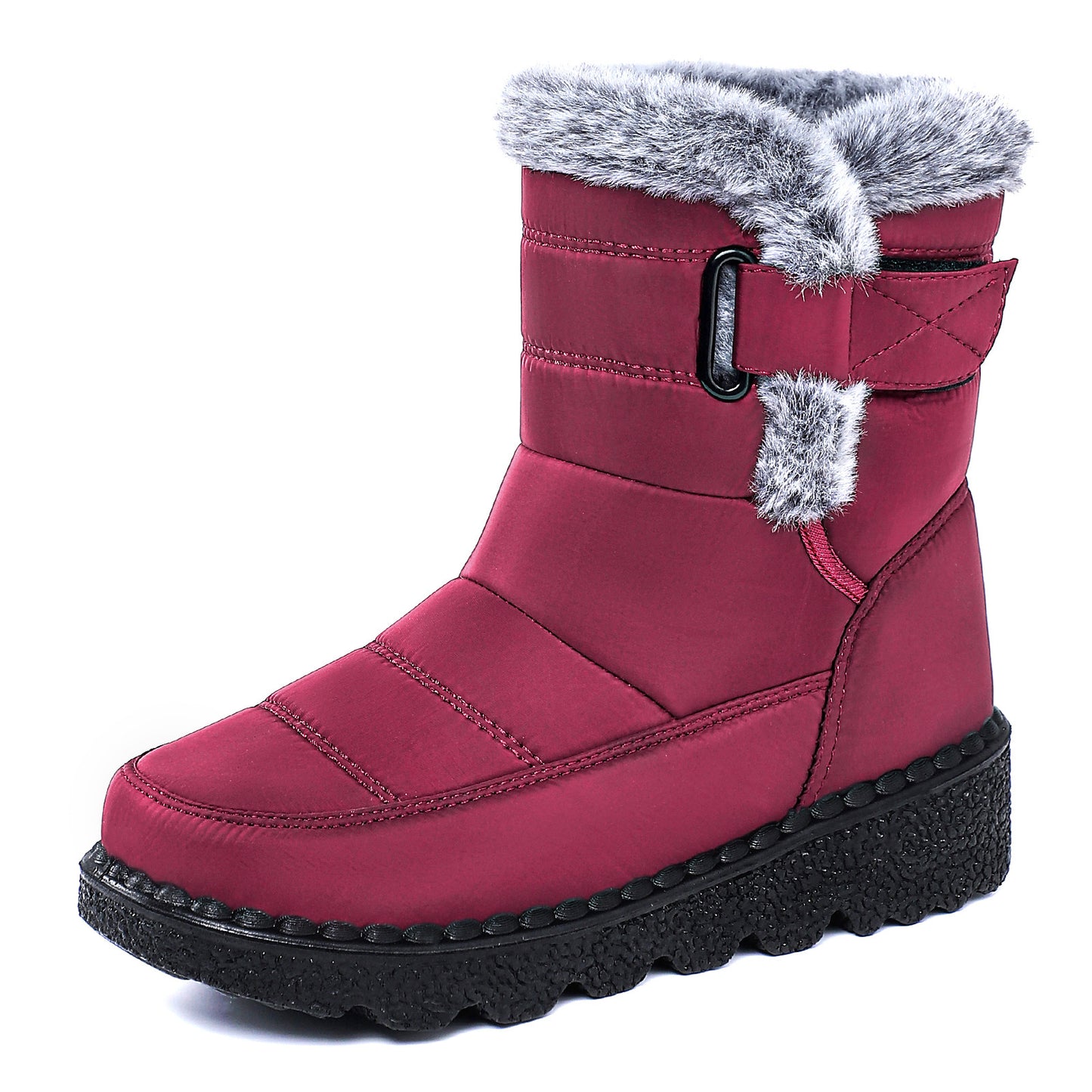 Women's Winter Fleece-Lined Snow Boots with Velcro Closure