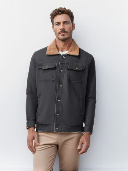 Men's Fleece-Lined Casual Workwear Jacket