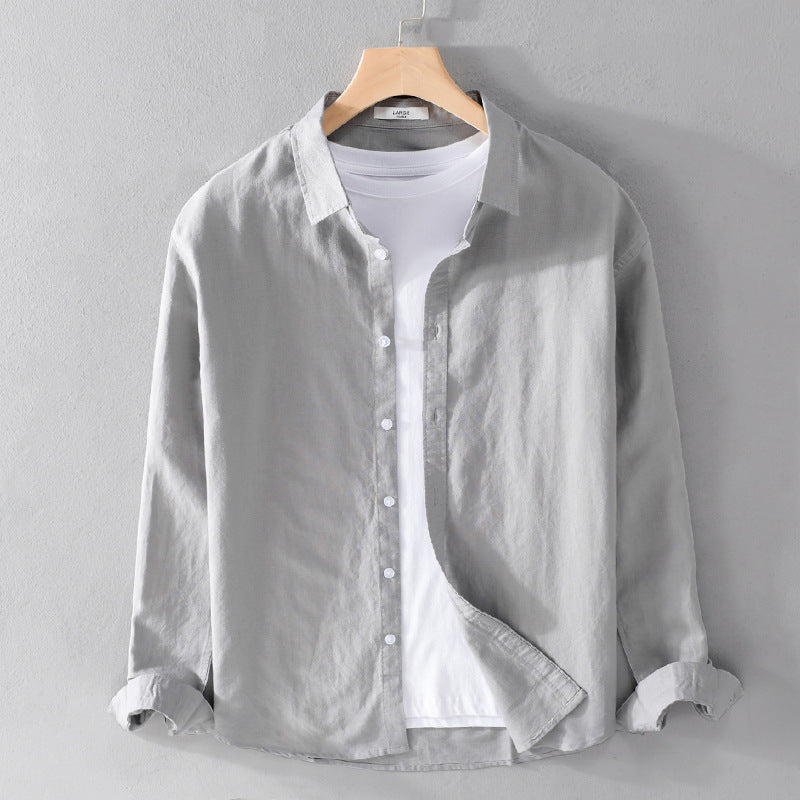Cotton and linen long-sleeved shirt jacket