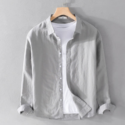 Cotton and linen long-sleeved shirt jacket