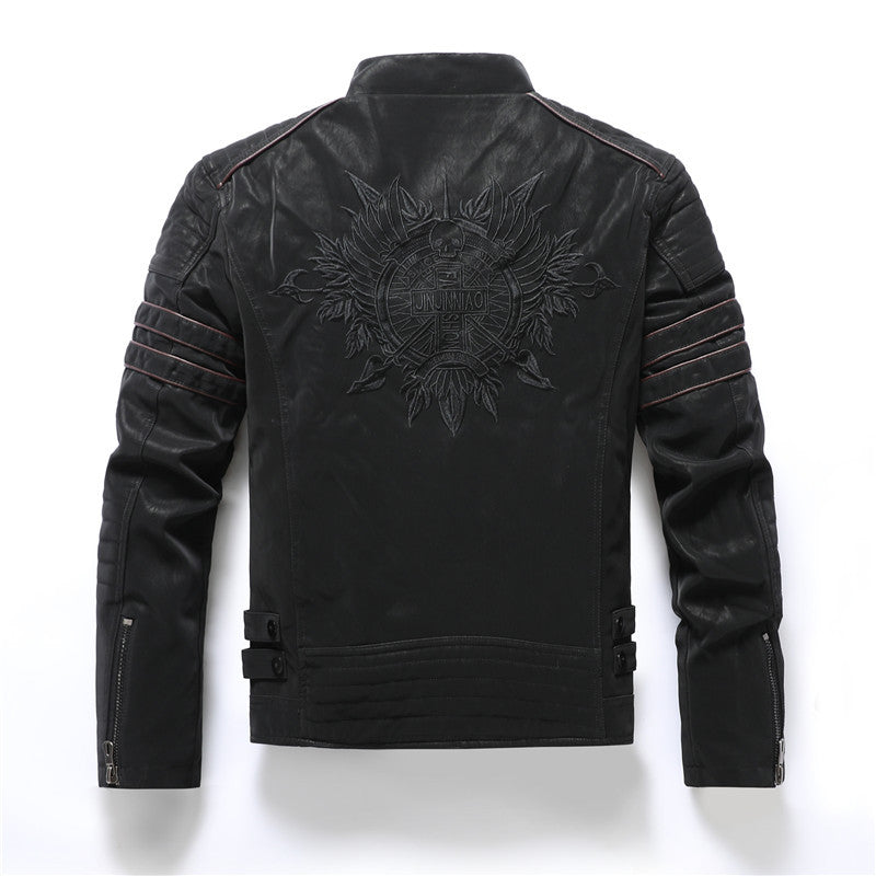 Men's Slim Fit Frosted PU Leather Jacket
