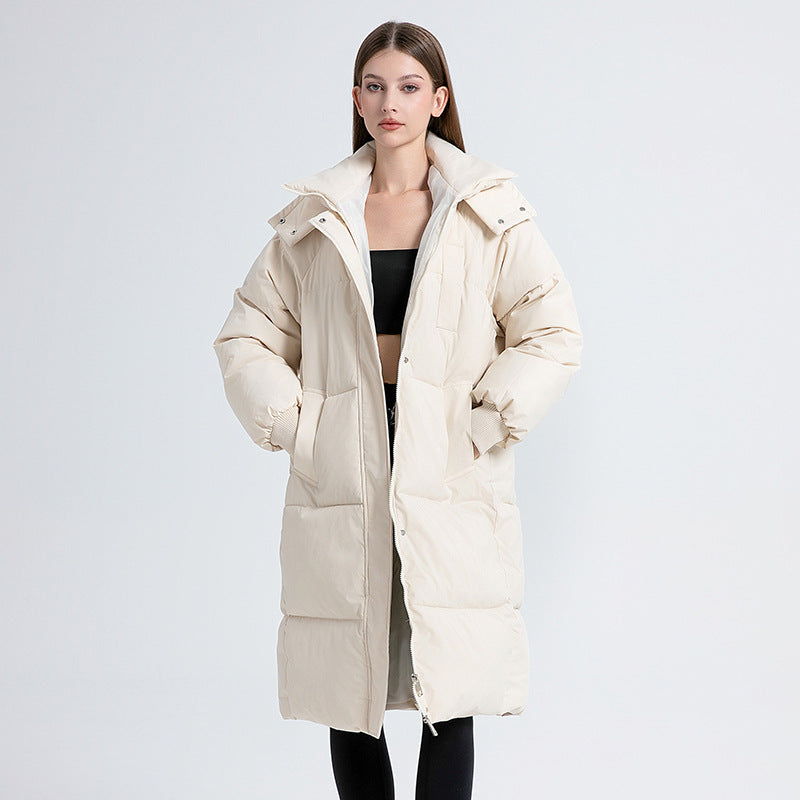 Women's Long Loose Hooded Down Cotton Padded Jacket