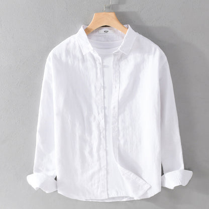 Cotton and linen long-sleeved shirt jacket