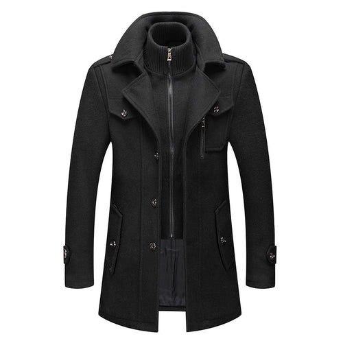 Men's Business Wool Coat Winter Double Collar Jacket